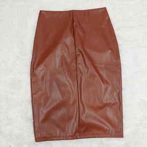 🔥3/$15 SHEIN CURVE BROWN FAUX LEATHER SKIRT SIZE 0XL